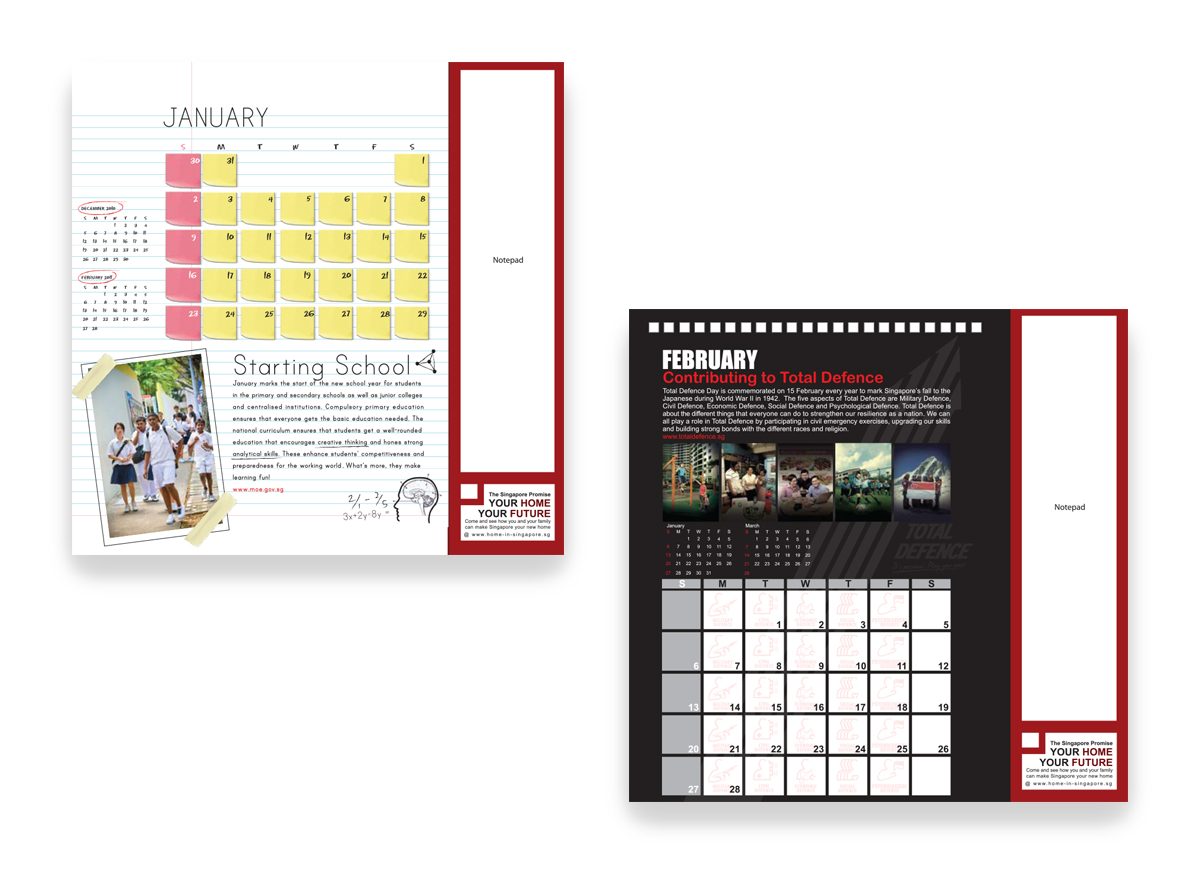 Prime Minister's Office Singapore Calendar Design