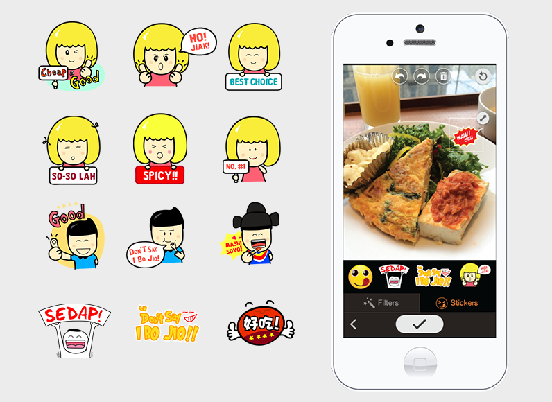 emoticon cute sticker design food app