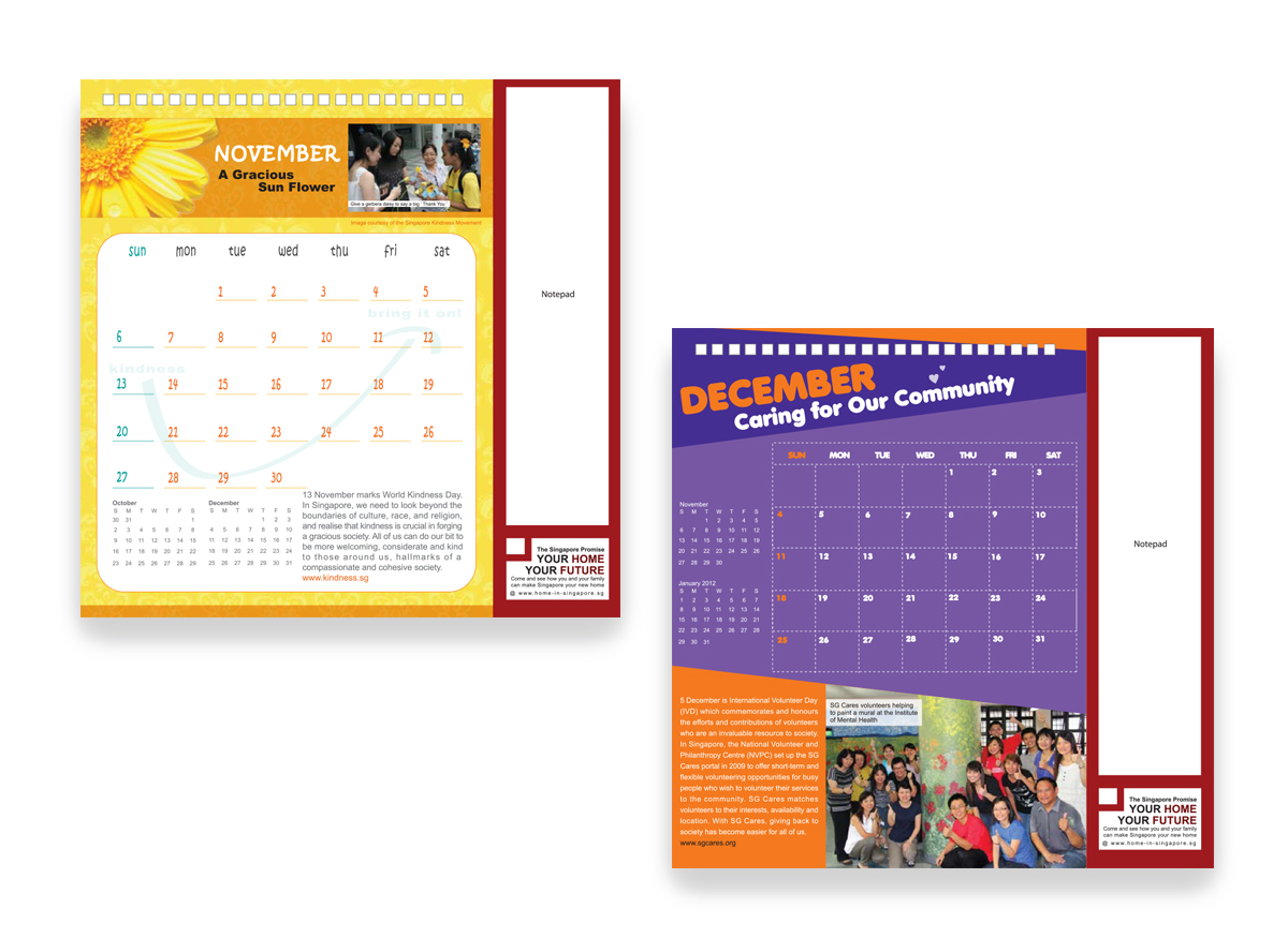 Prime Minister's Office Singapore Calendar Freelance unique Graphic Design in Singapore 2018